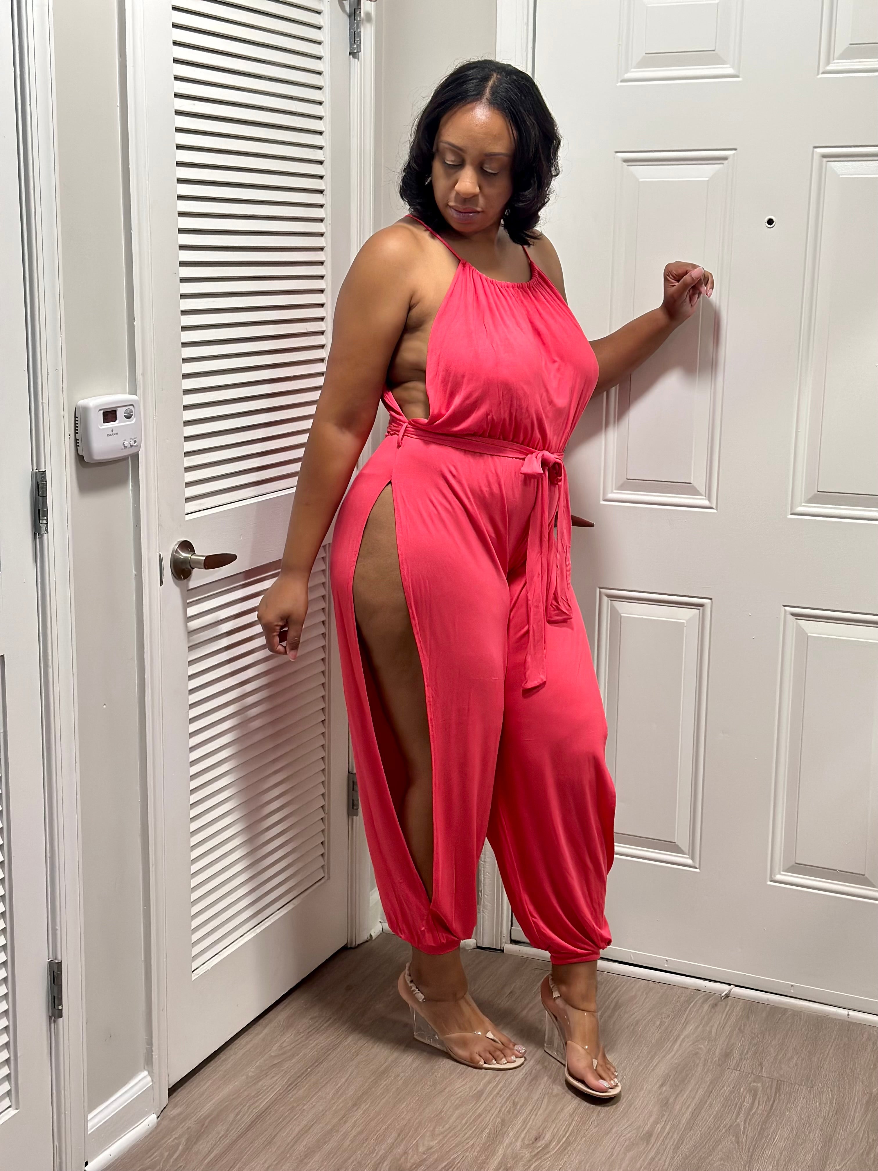 WAIST DEEP-CORAL JUMPSUIT