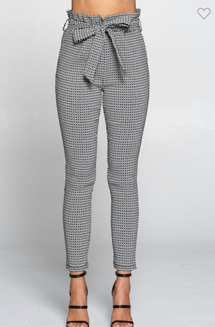KNOT YOUR GIRL - JACQUARD TIE FRONT -PANTS